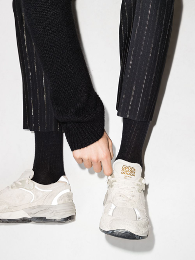 Golden Goose Running Dad Net And Suede Upper Leather Star And Heel Suede Spur Shoes In Weiss