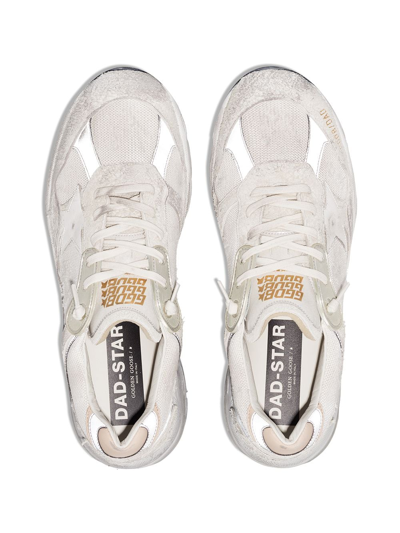 Golden Goose Running Dad Net And Suede Upper Leather Star And Heel Suede Spur Shoes In Weiss