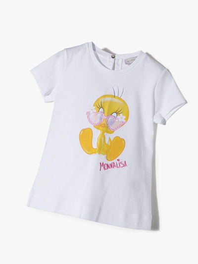 Shop Monnalisa Tweety-print Cotton T-shirt In White