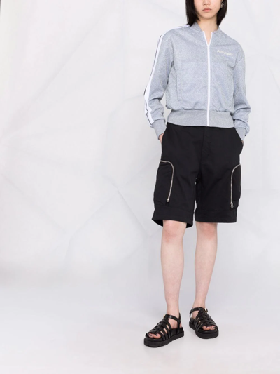 Palm Angels Grey Polyester Blend Glitter Sports Sweatshirt In Grey