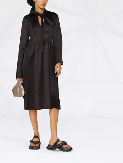 Shop Jil Sander Tie-fastening Long-sleeve Dress In Schwarz