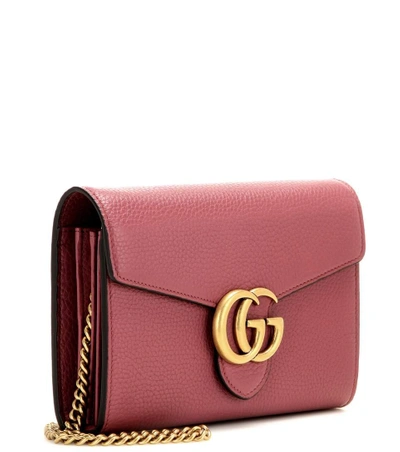 Shop Gucci Gg Small Leather Shoulder Bag In Dry Rose