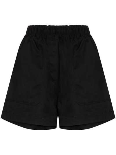 Lee Mathews High Waist Organic Cotton Shorts In Schwarz