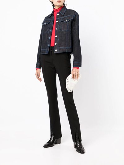 Ferragamo Contrast-stitch Denim Jacket In Blau