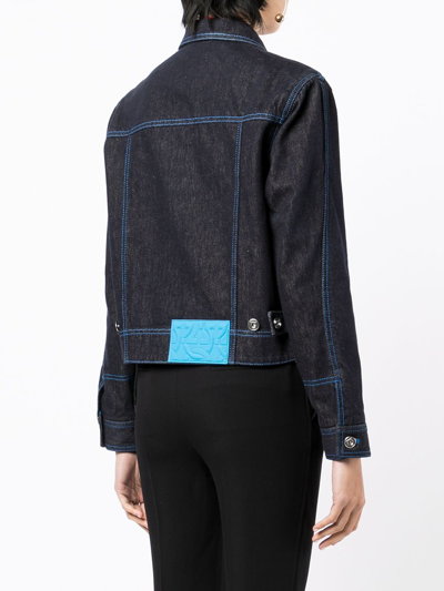 Ferragamo Contrast-stitch Denim Jacket In Blau