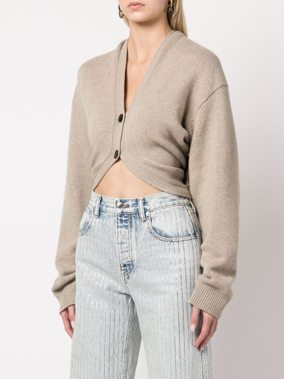 Alexander Wang Back Knot Cardigan In Cashmere Wool In Nude