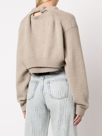 Alexander Wang Back Knot Cardigan In Cashmere Wool In Nude