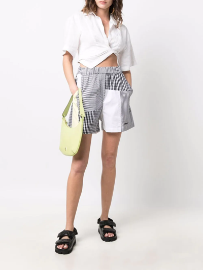 Shop Msgm Patchwork Elasticated Shorts In Weiss