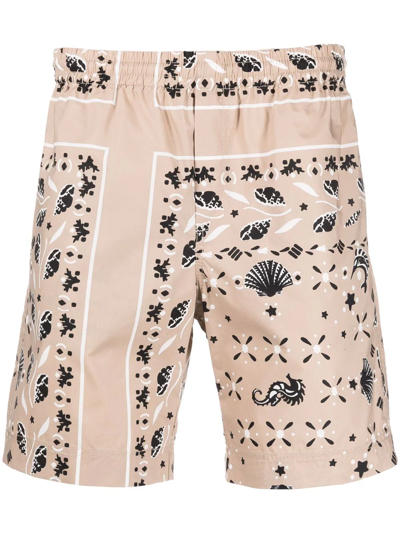 Shop Msgm Paisley Print Shorts In Nude