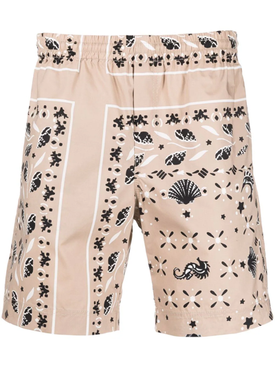 Msgm Paisley Pattern Bermuda In Nude