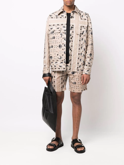 Msgm Paisley Pattern Bermuda In Nude