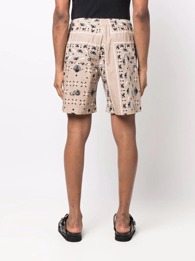 Shop Msgm Paisley Print Shorts In Nude