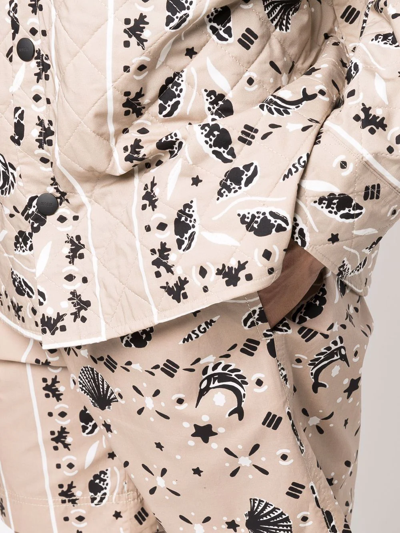 Msgm Paisley Pattern Bermuda In Nude