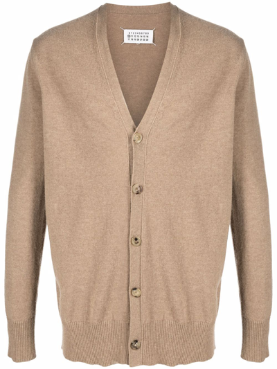 Maison Margiela V-neck Long-sleeve Cardigan In Brown