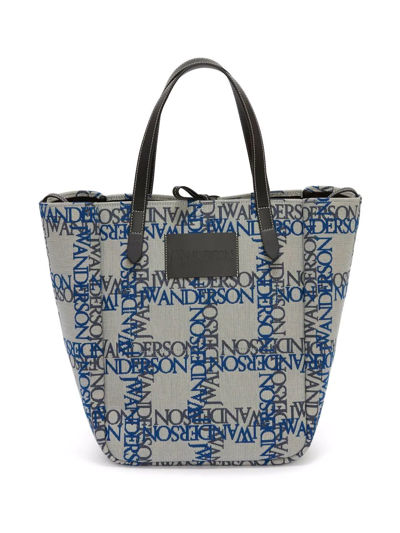 Shop Jw Anderson Cabas Logo-grid Tote Bag In White