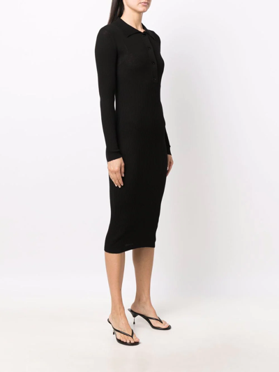Shop Patou Logo-embroidered Knitted Dress In Schwarz