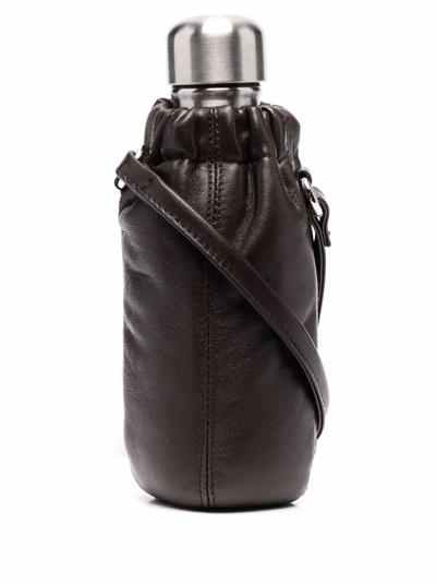 Shop Lemaire Lamb-skin Water Bottle Pouch In Braun