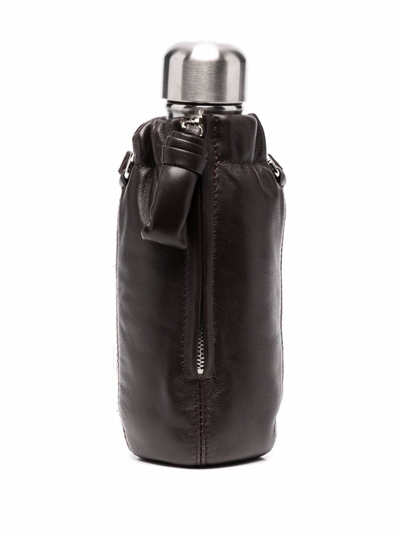 Shop Lemaire Lamb-skin Water Bottle Pouch In Braun
