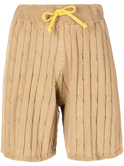 Shop Joshua Sanders Drawstring Cable-knit Shorts In Braun