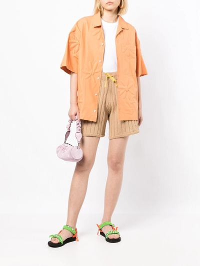 Joshua Sanders Drawstring Cable-knit Shorts In Braun