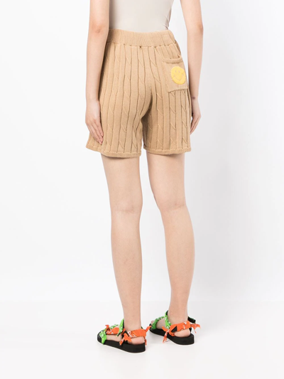 Shop Joshua Sanders Drawstring Cable-knit Shorts In Braun