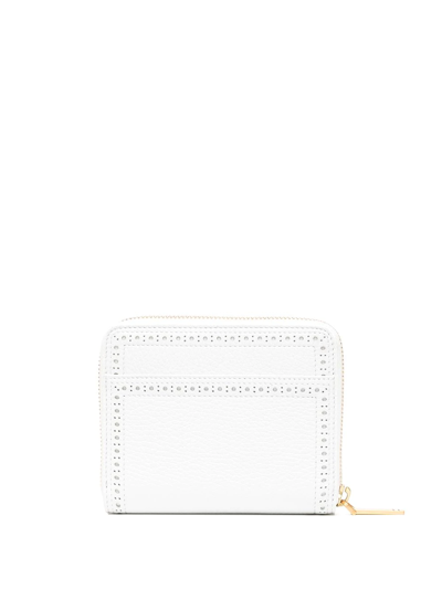 Thom Browne Grosgrain-tab Leather Wallet In Weiss