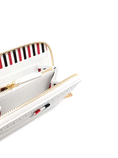 Thom Browne Grosgrain-tab Leather Wallet In Weiss