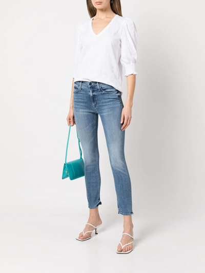 Shop Mother Mid-rise Skinny Ankle-crop Jeans In Blau