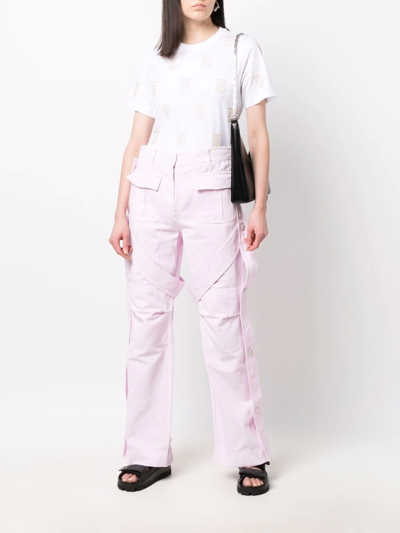 Shop Burberry Buttoned Cargo Trousers In Rosa