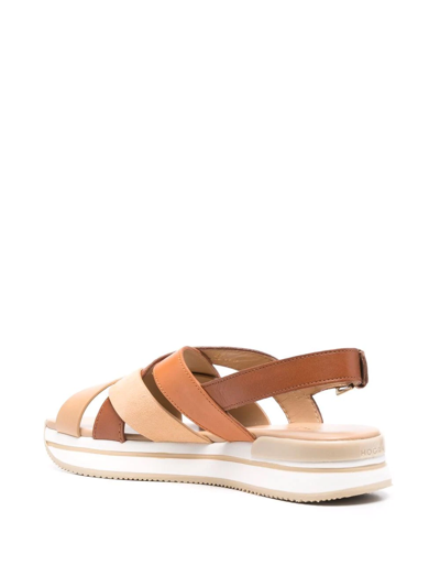 Shop Hogan Slingback Platform Sandals In Braun