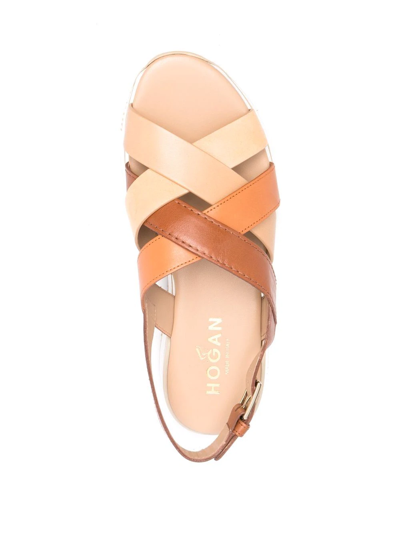 Shop Hogan Slingback Platform Sandals In Braun