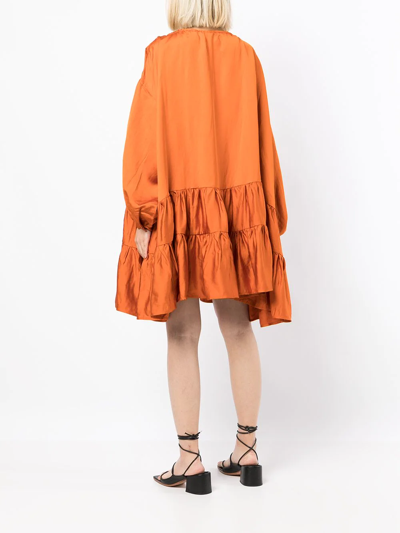 Shop Marques' Almeida Gathered-detail Oversized Dress In Orange