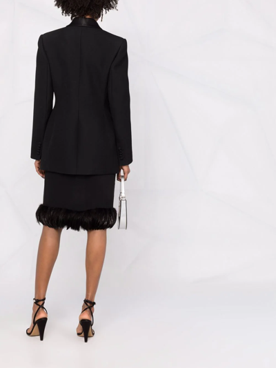 Shop Saint Laurent Feather-trim Silk Skirt In Schwarz