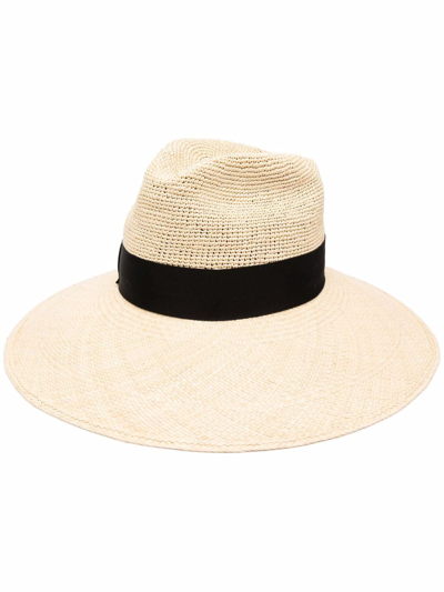 Shop Borsalino Sophie Wide-brim Straw Hat In Nude