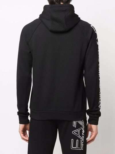 Shop Ea7 Logo-print Cotton Hoodie In Schwarz