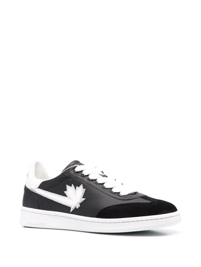 Shop Dsquared2 Logo-patch Leather Sneakers In Schwarz