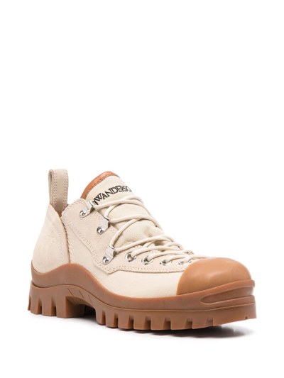 Shop Jw Anderson Embroidered-logo Lace-up Shoes In Nude
