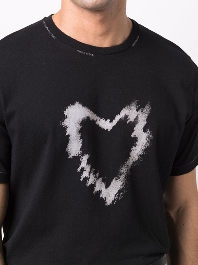 Shop Saint Laurent Heart-print Organic Cotton T-shirt In Black