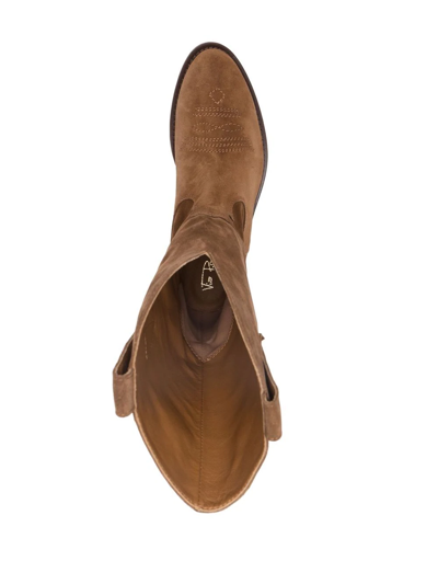 Shop Via Roma 15 Suede Cowboy Boots In Braun