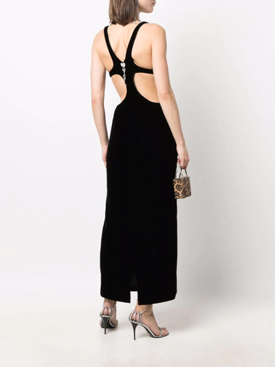 Saint Laurent Black Cut-out Velvet Dress In Schwarz