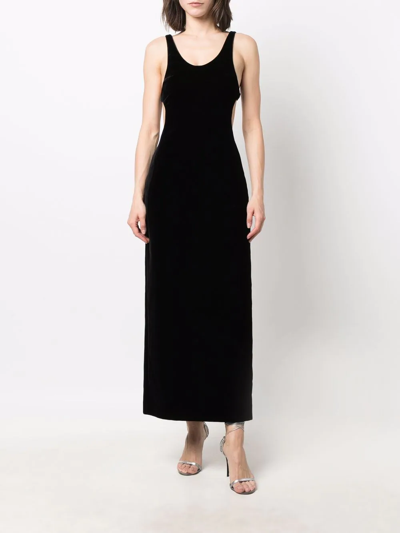 Saint Laurent Black Cut-out Velvet Dress In Schwarz