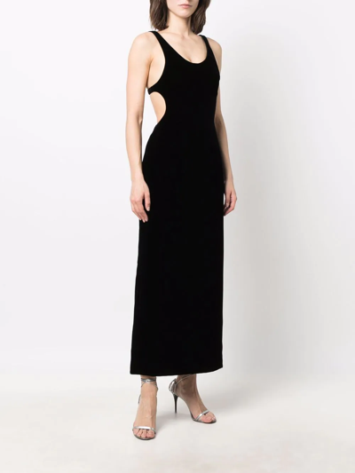 Saint Laurent Black Cut-out Velvet Dress In Schwarz