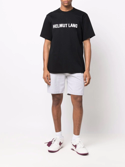 Helmut Lang Grey Core Logo Print Cotton Shorts In Grau