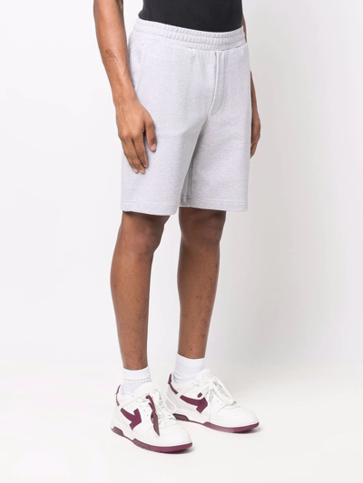 Helmut Lang Grey Core Logo Print Cotton Shorts In Grau