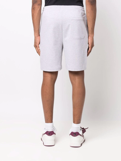 Helmut Lang Grey Core Logo Print Cotton Shorts In Grau