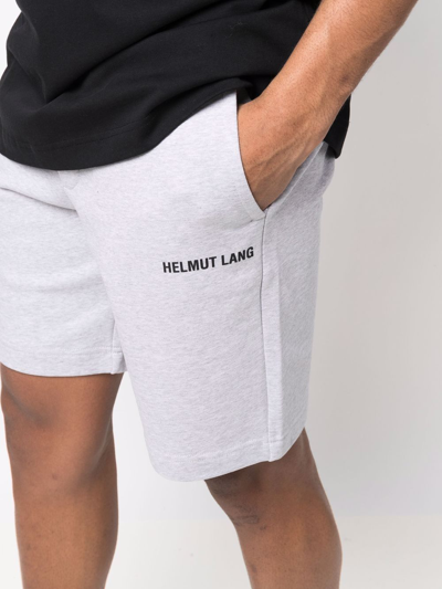 Helmut Lang Grey Core Logo Print Cotton Shorts In Grau