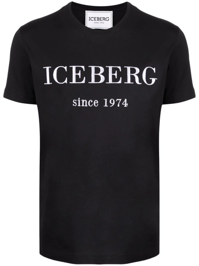 Shop Iceberg Logo-print Cotton T-shirt In Schwarz