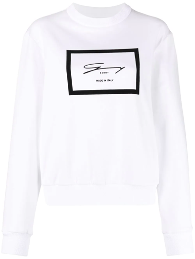 Shop Genny Logo-print Crew Neck Sweatshirt In Weiss