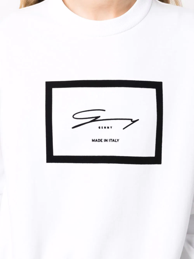 Shop Genny Logo-print Crew Neck Sweatshirt In Weiss