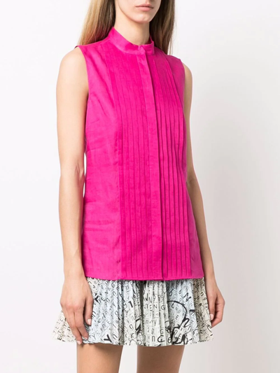 Shop Genny Pleat-detail Sleeveless Shirt In Rosa